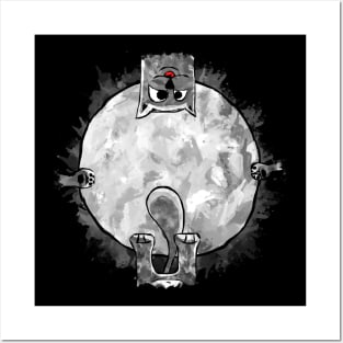 space cat on the moon Posters and Art